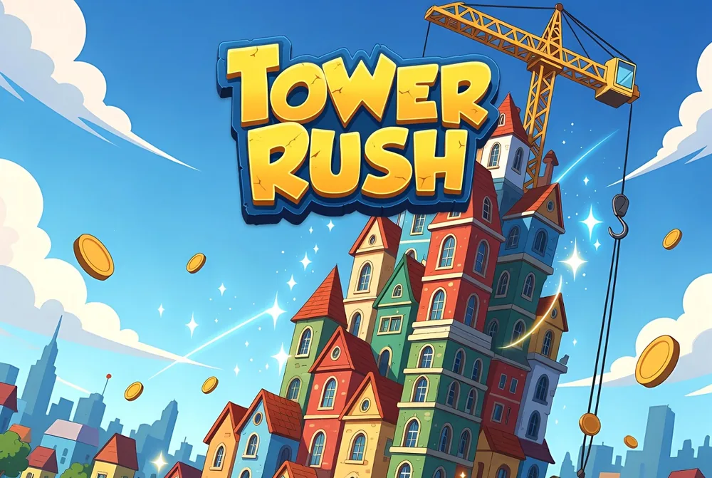 Tower Rush skyline of stacked skyscraper floors
