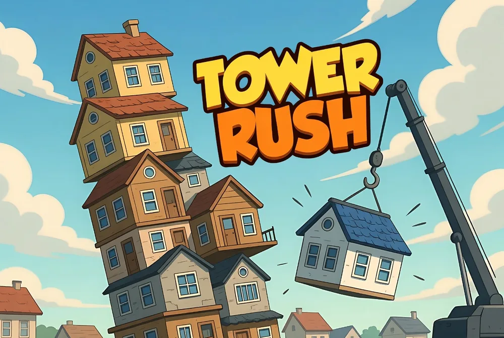 A wobbling Tower Rush tower about to collapse